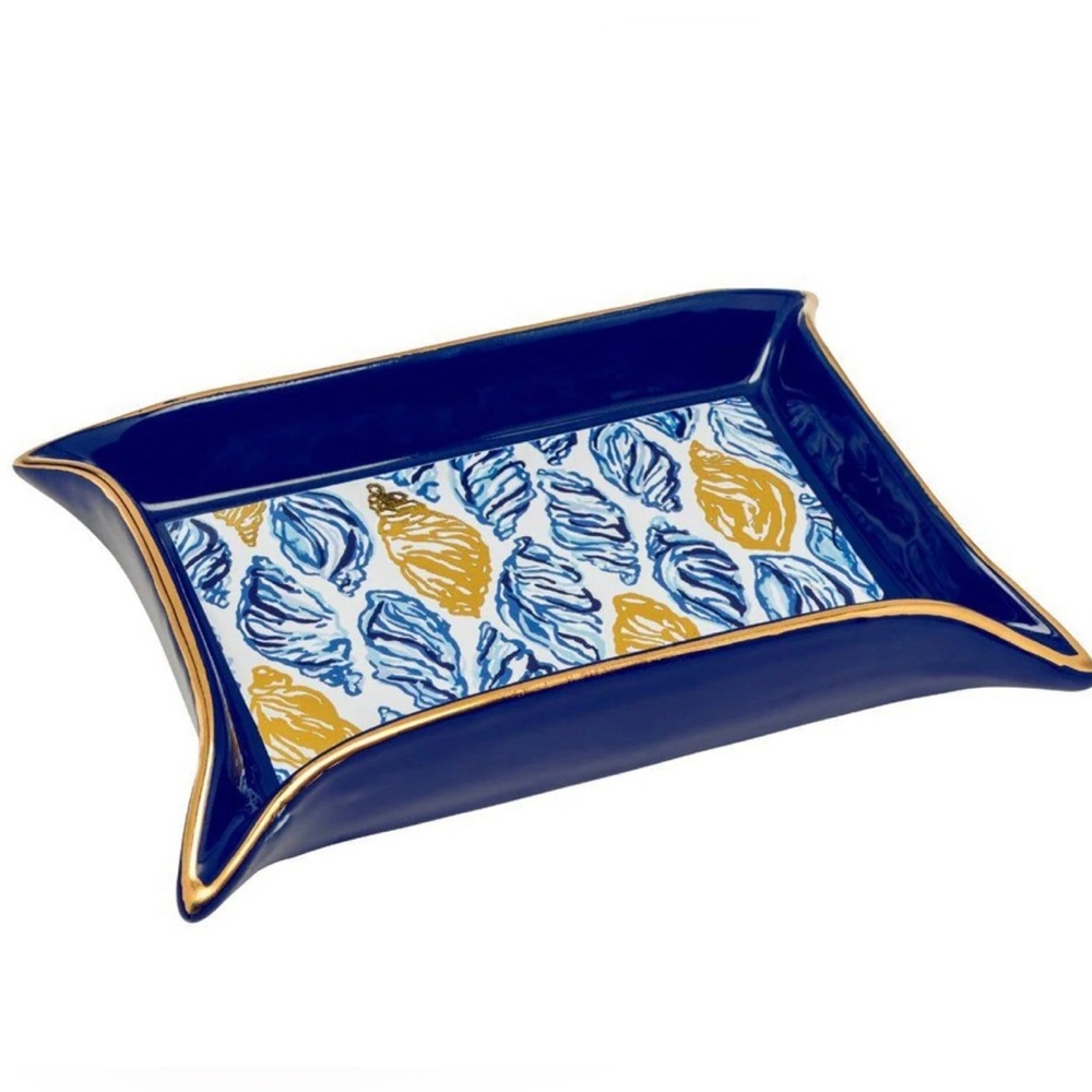 Lilly Pulitzer Blue and Gold‎ Shell Trinket Tray/Soap Dish